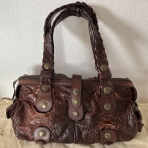 CHLOE Silverado Buttons Braided Handle Tote Hand Bag Brown Leather Authentic