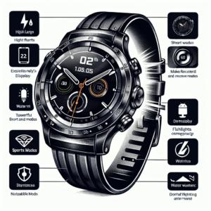 LIGE Smart Watch for Men Answer/Make Calls,1.85″ HD Large Display Fitness Tracker with Flashlights,730mAh Smartwatch with IP68 Waterproof 120+Sport Modes for Android iOS, Black