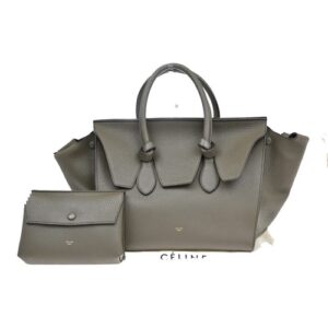CELINE Logo Tie Knot Hand Tote Bag Leather Brown Italy 73EF295