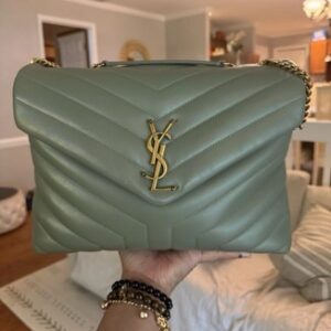 Saint Laurent YSL Monogram  Loulou Quilted Shoulder Bag Olive Green
