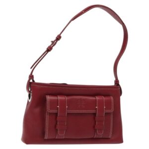 GIVENCHY Shoulder Bag Leather Red Silver Auth am8527V