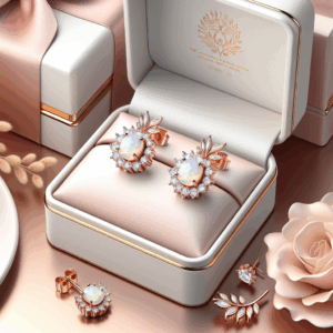 Jstyle Stud Earrings for Women 18K White Gold Rose Plated CZ Halo Earrings Created Opal Earrings Set for Sensitive Ears with Gift Box