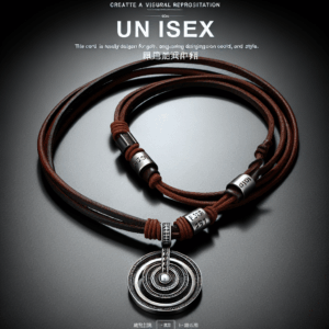 Jirong Brown Leather and Alloy Pendant Adiustable Necklace Mens Necklace Unisex Necklace Cool Necklace Pl231