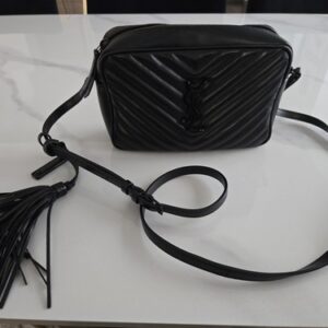 YSL Saint Laurent Lou Quilted Black Calfskin Leather Camera Bag