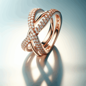 PAVOI 14K Rose Gold Plated X Ring CZ Simulated Diamond Criss Cross Ring