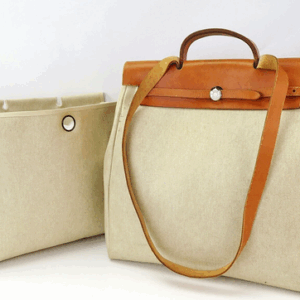 Auth HERMES Her Bag 2 in 1 Beige Canvas and Leather Tote Shoulder Bag #58245 Auth HERMES Her Bag 2 in 1 Beige Canvas and Leather Tote Shoulder Bag #58245