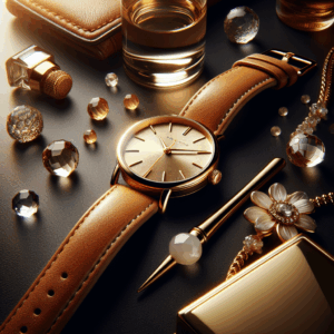 Anne Klein Women’s AK/2246CRHY Gold-Tone and Honey Leather Strap Watch