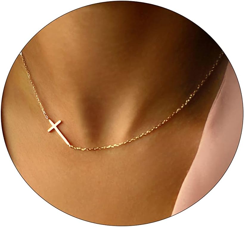 Havopso 18K Gold Plated Simple CZ Diamond Cross Necklace for Women Stainless Steel Plain Tiny Cross Faith Pendant Necklace Dainty Minimal Jewelry Confirmation - Image 8