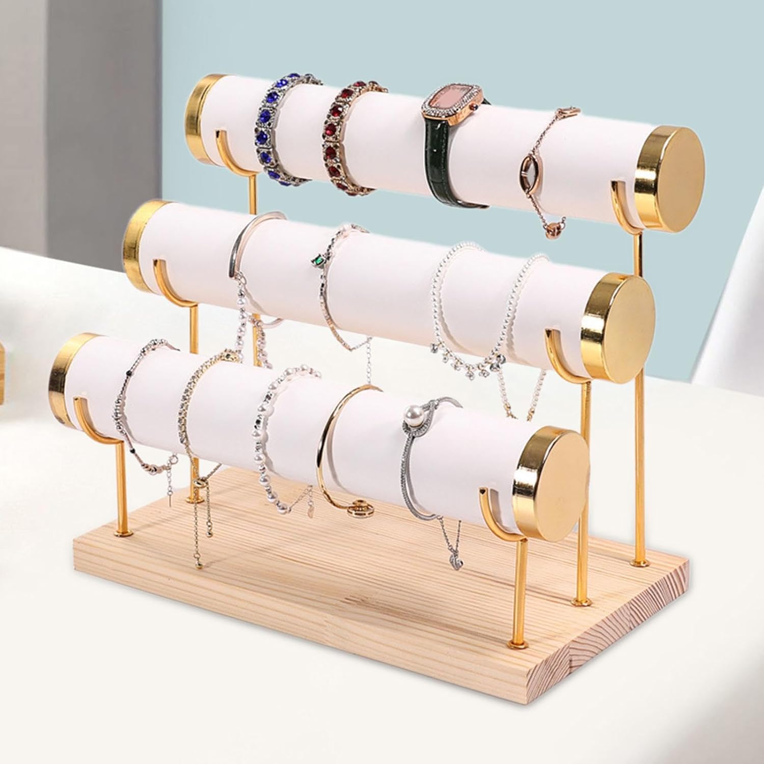 Taicols Detachable Bracelet Stand, 3-layer Bracelet Stand, Watch Stand, Jewelry Storage Stand, Dressing Table, Watch Stand (White) - Image 3