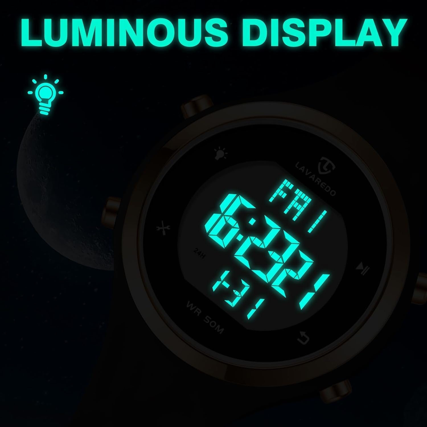 Watches for Women 5ATM Waterproof Digital Womens Watch Outdoor Sport with Alarm/Calendar/Stopwatch/Chronograph/Back Light - Image 6