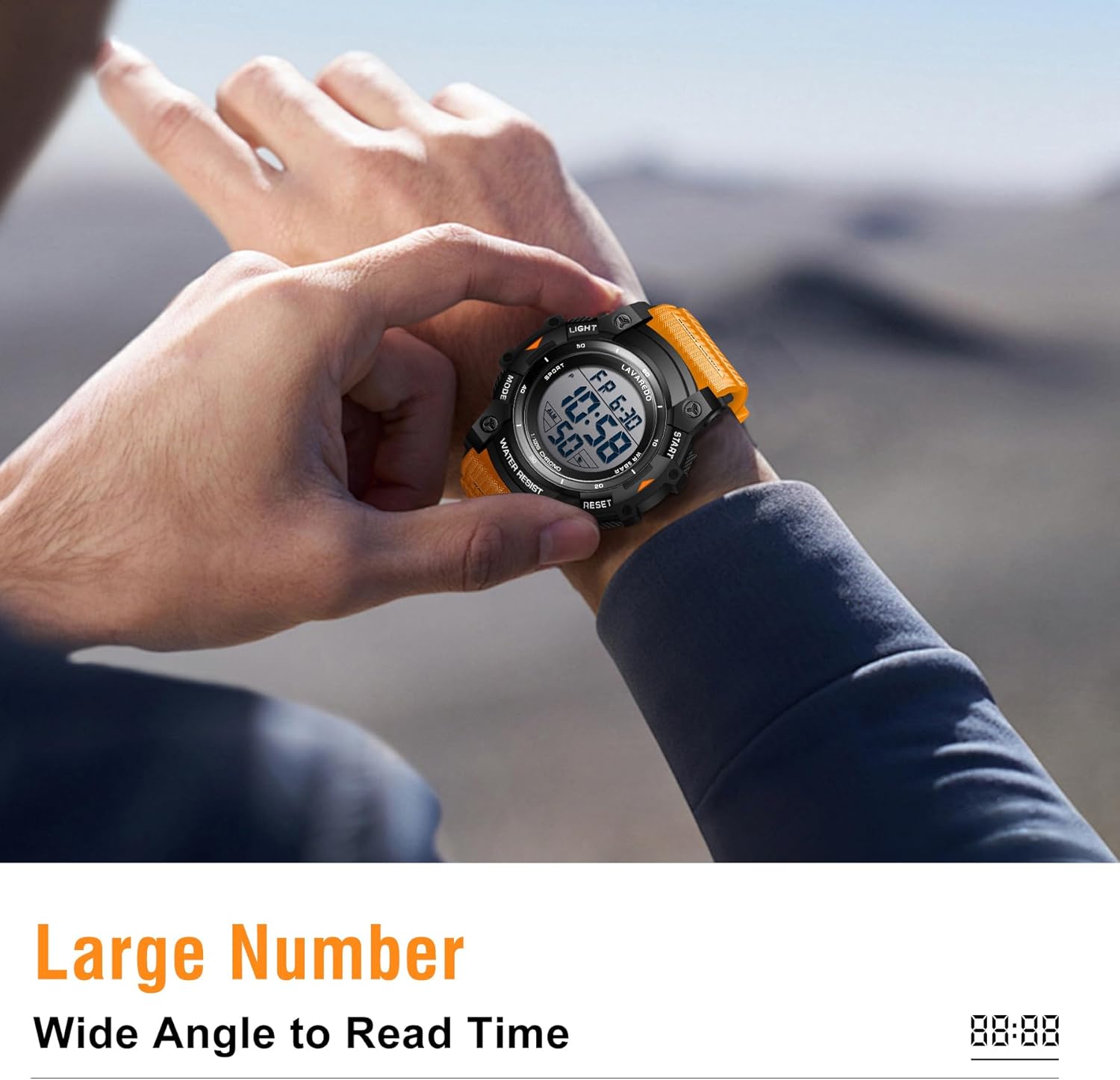 Watches for Men Digital Sport Outdoor Mens Watches 5ATM Waterproof Large Numbers Men's Watch with Resin Strap Military LED Backlight Montre Homme - Image 7