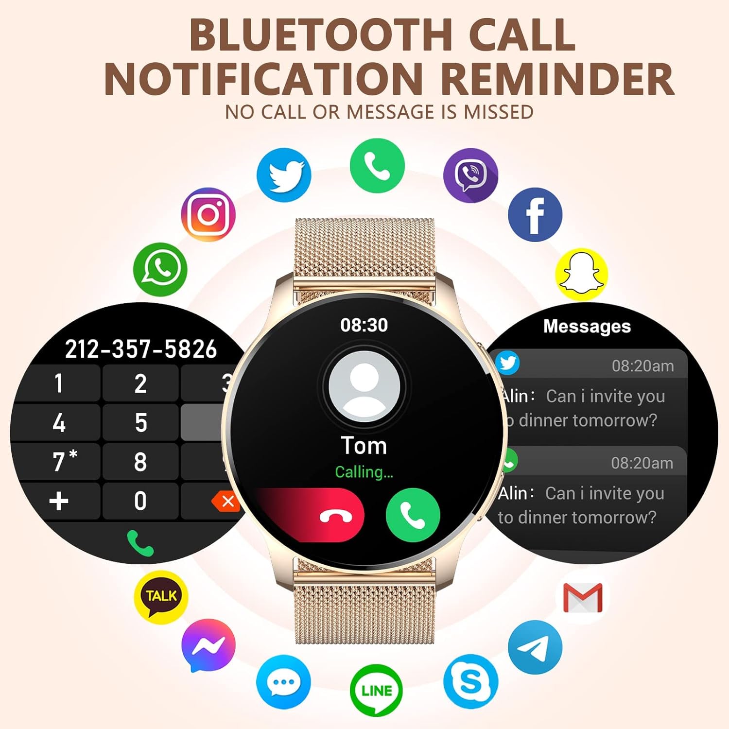 Smart Watch for Women(Make/Answer Calls) Waterproof Smartwatch AI Voice Control Activity Fitness Tracker with Heart Rate Sleep Tracker Pedometer Digital Watch for Android iOS Phones - Image 2