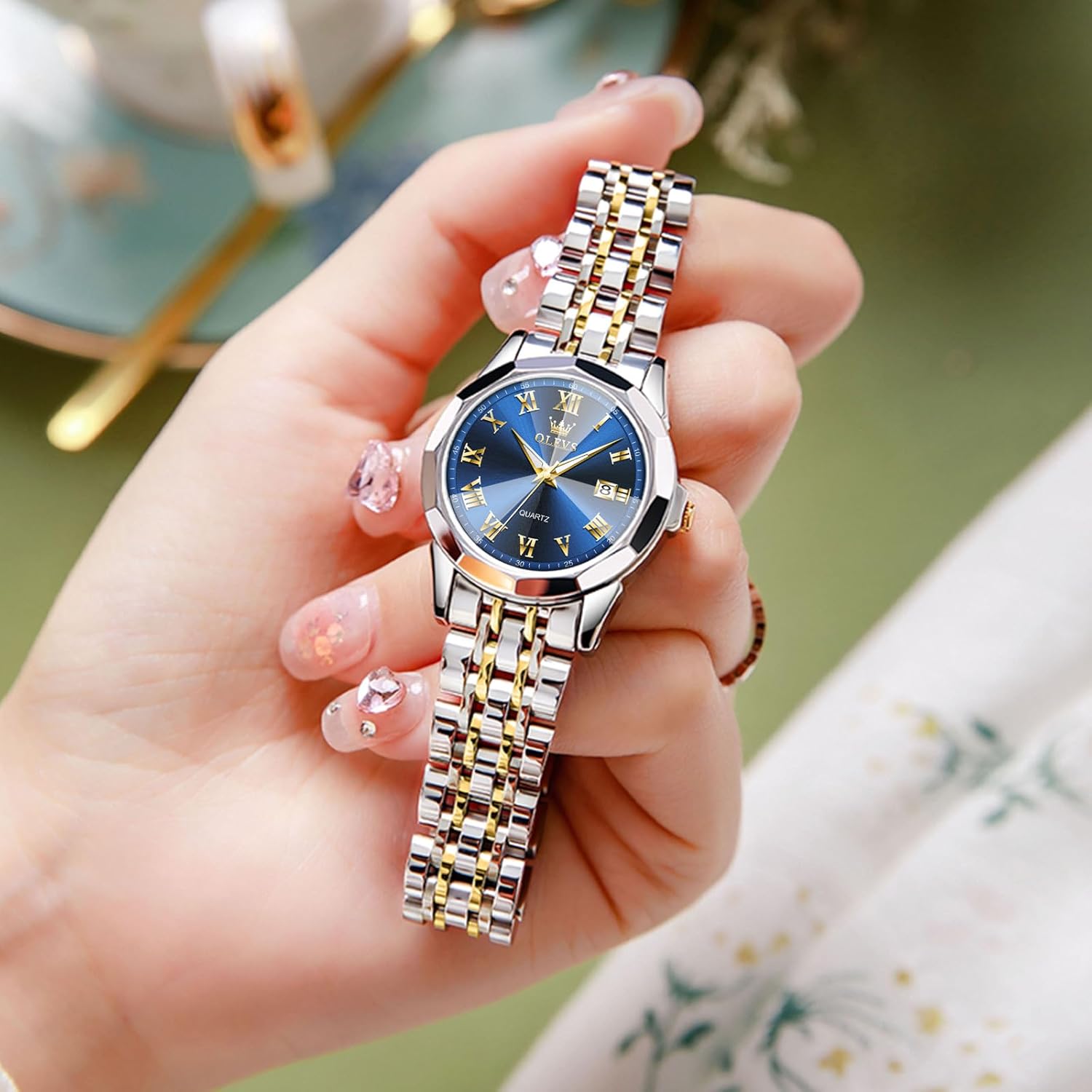 OLEVS Watches for Women Diamond Women's Wrist Watches, Small Wrist Stainless Steel Watch for Women, Fashion Dress Analog Quartz Ladies Watch - Image 4