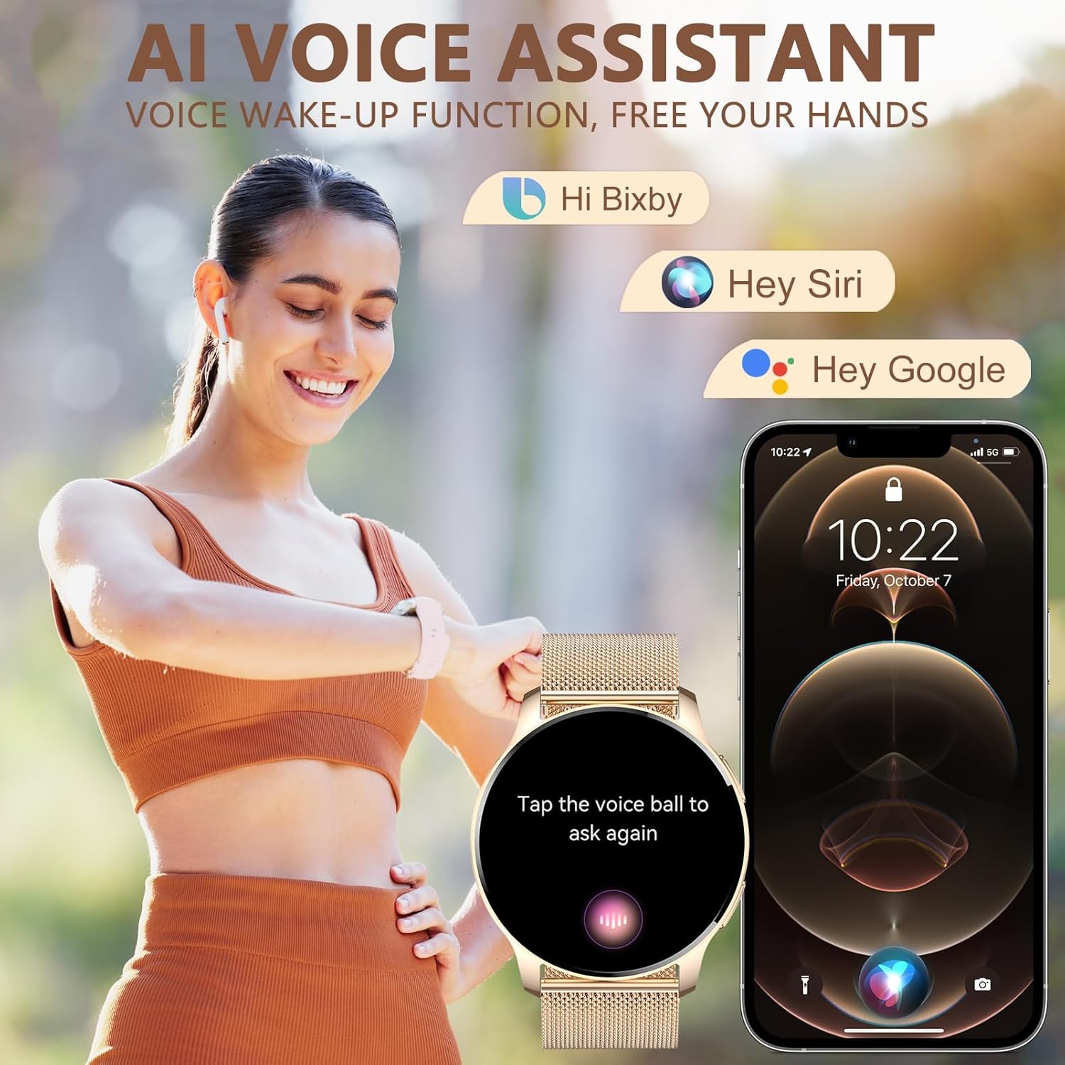 Smart Watch for Women(Make/Answer Calls) Waterproof Smartwatch AI Voice Control Activity Fitness Tracker with Heart Rate Sleep Tracker Pedometer Digital Watch for Android iOS Phones - Image 5