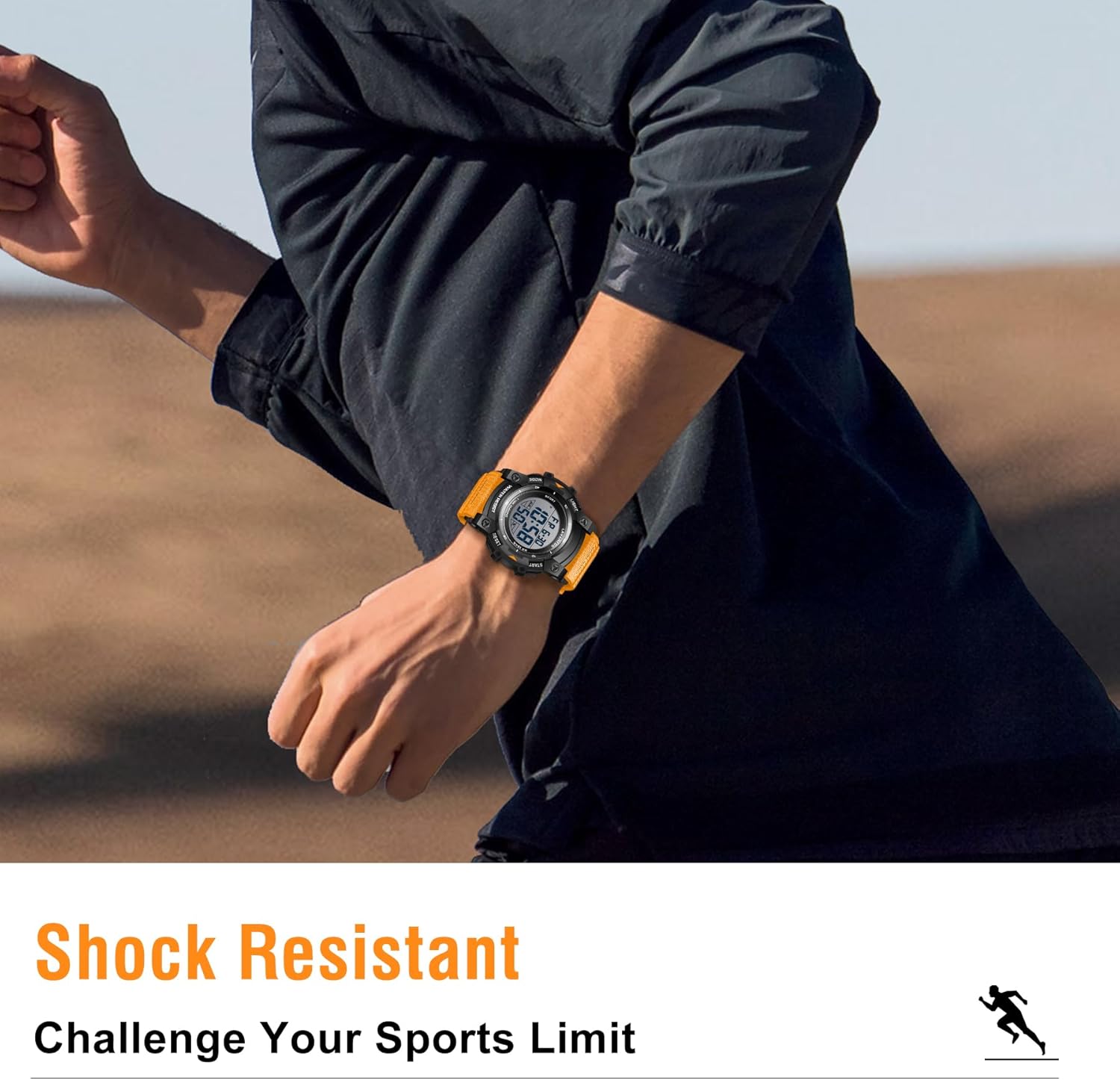 Watches for Men Digital Sport Outdoor Mens Watches 5ATM Waterproof Large Numbers Men's Watch with Resin Strap Military LED Backlight Montre Homme - Image 6