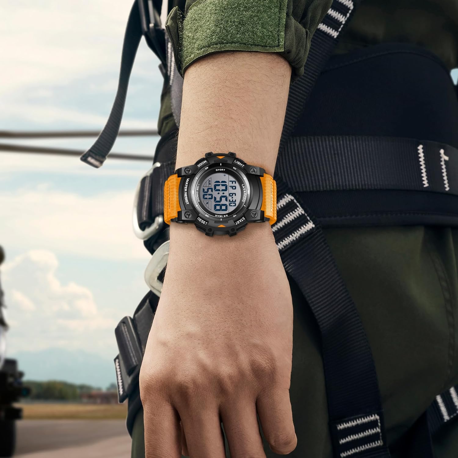 Watches for Men Digital Sport Outdoor Mens Watches 5ATM Waterproof Large Numbers Men's Watch with Resin Strap Military LED Backlight Montre Homme - Image 9