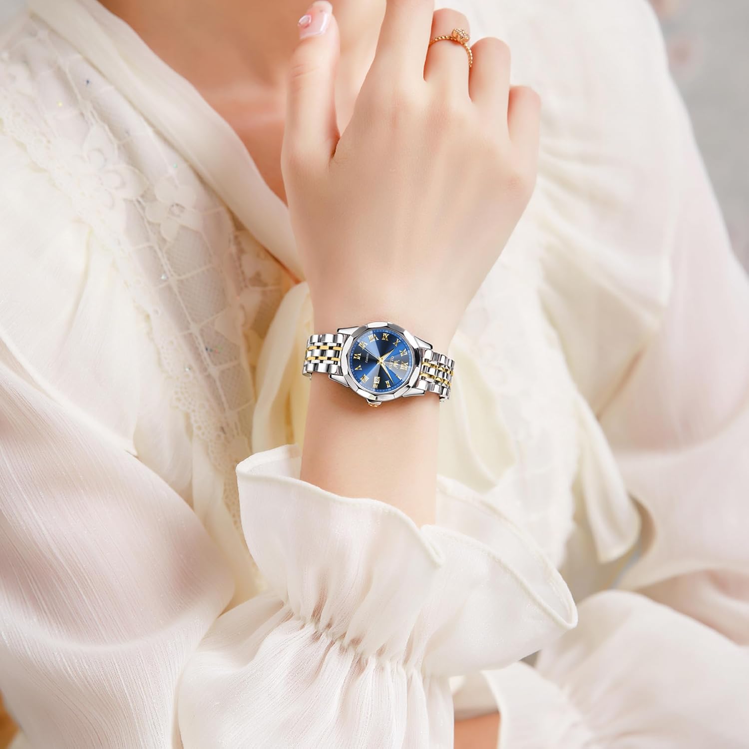 OLEVS Watches for Women Diamond Women's Wrist Watches, Small Wrist Stainless Steel Watch for Women, Fashion Dress Analog Quartz Ladies Watch - Image 2