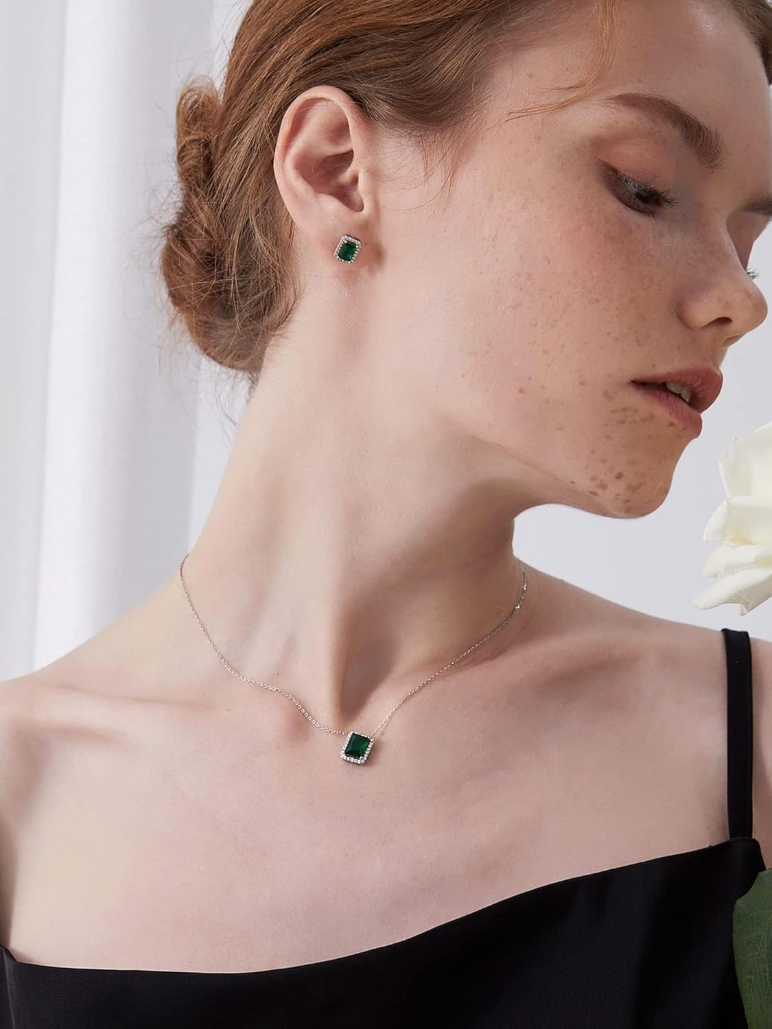 ChicSilver 925 Sterling Silver Heart/Round/Pear/Emerald Cut Simulated Birthstone Necklace Birthday Gift for Women (with Gift Box) - Image 2