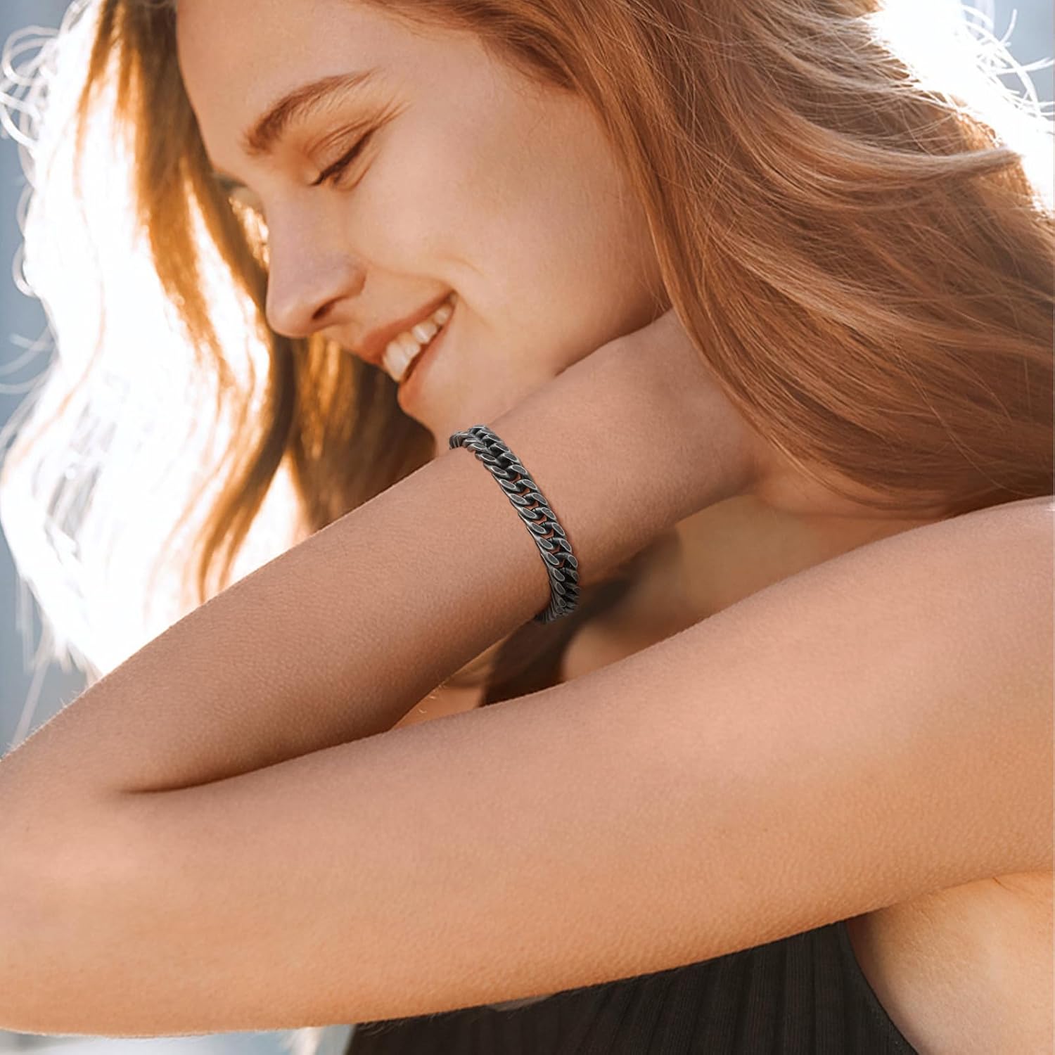 VNOX Bracelet for Men Cuban Link Chain for Women Men Stainless Steel Mens Chain Bracelet Silver Gold Black Men Bracelet Mens Jewelry Christmas Birthday Gifts for Men Boyfriend Dad Homme - Image 3