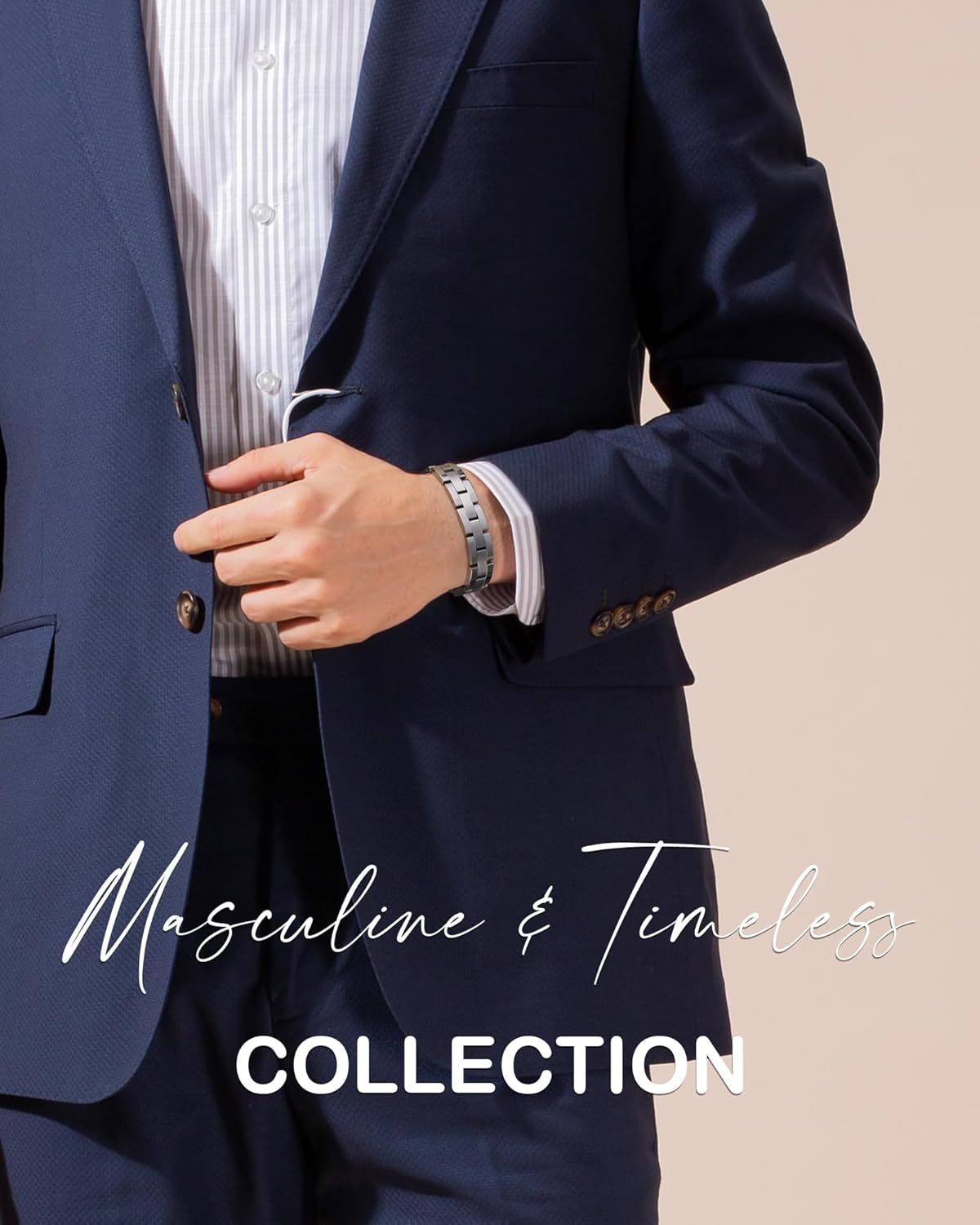 Feraco Magnetic Bracelet for Men Titanium Steel Magnetic Bracelet for Men with Double Row Magnets Adjustable - Image 9