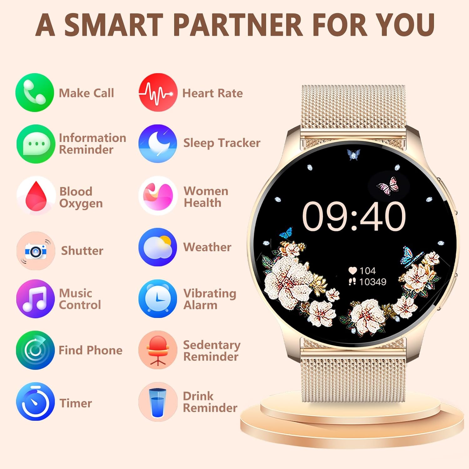 Smart Watch for Women(Make/Answer Calls) Waterproof Smartwatch AI Voice Control Activity Fitness Tracker with Heart Rate Sleep Tracker Pedometer Digital Watch for Android iOS Phones - Image 7