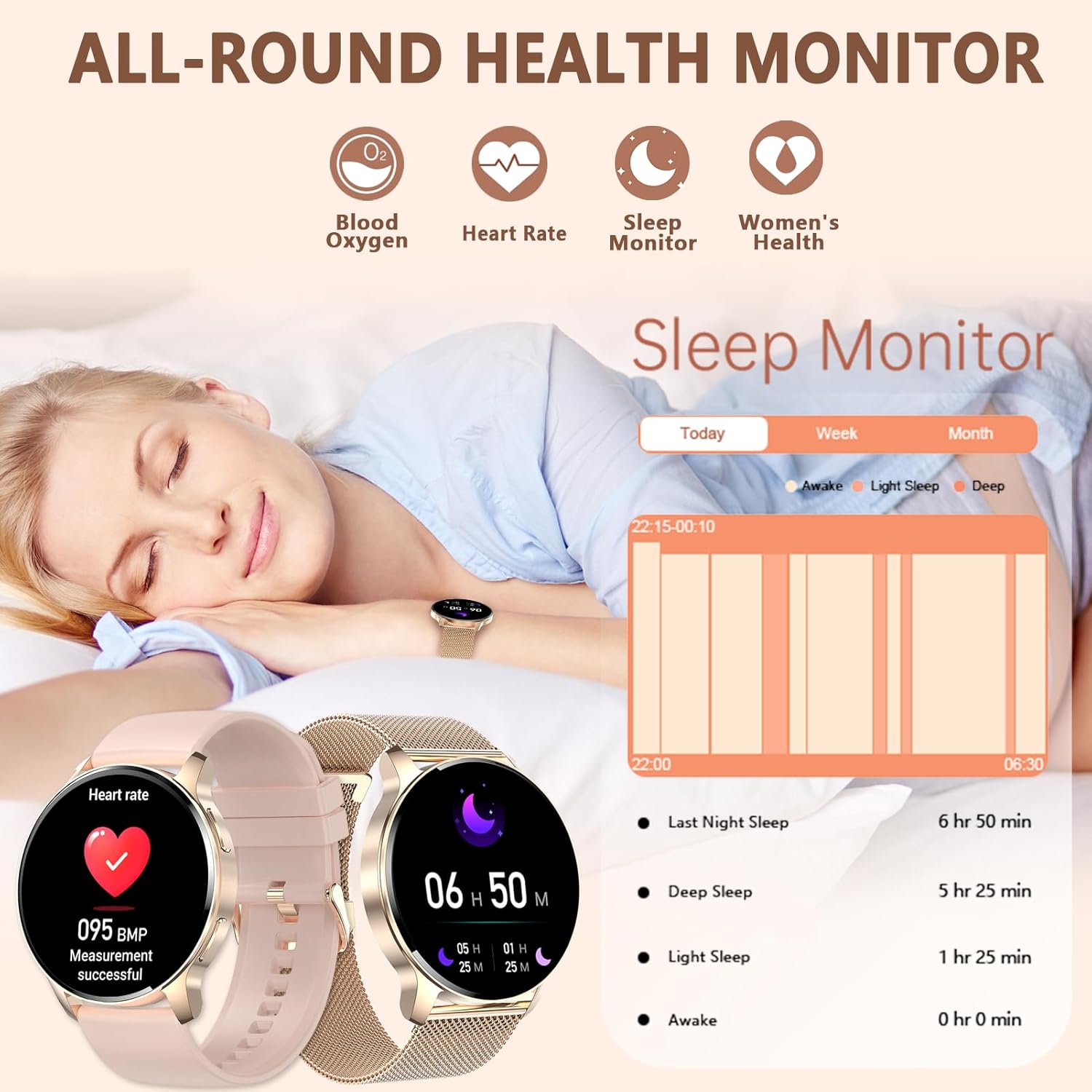 Smart Watch for Women(Make/Answer Calls) Waterproof Smartwatch AI Voice Control Activity Fitness Tracker with Heart Rate Sleep Tracker Pedometer Digital Watch for Android iOS Phones - Image 3