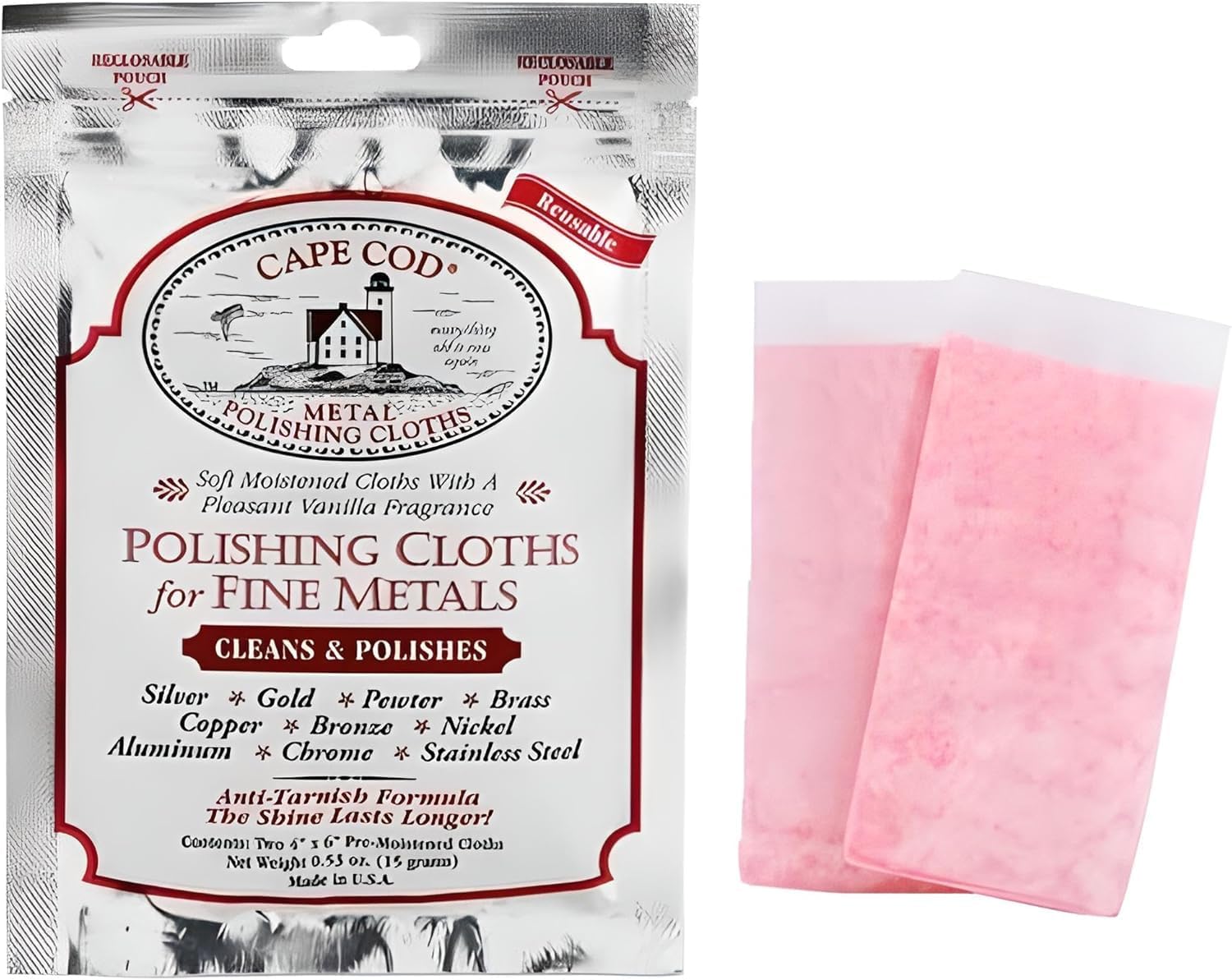 Cape Cod Polish Co Metal Polishing Cloths Foil Pouch 0.53oz, Stainless Steel - Image 2