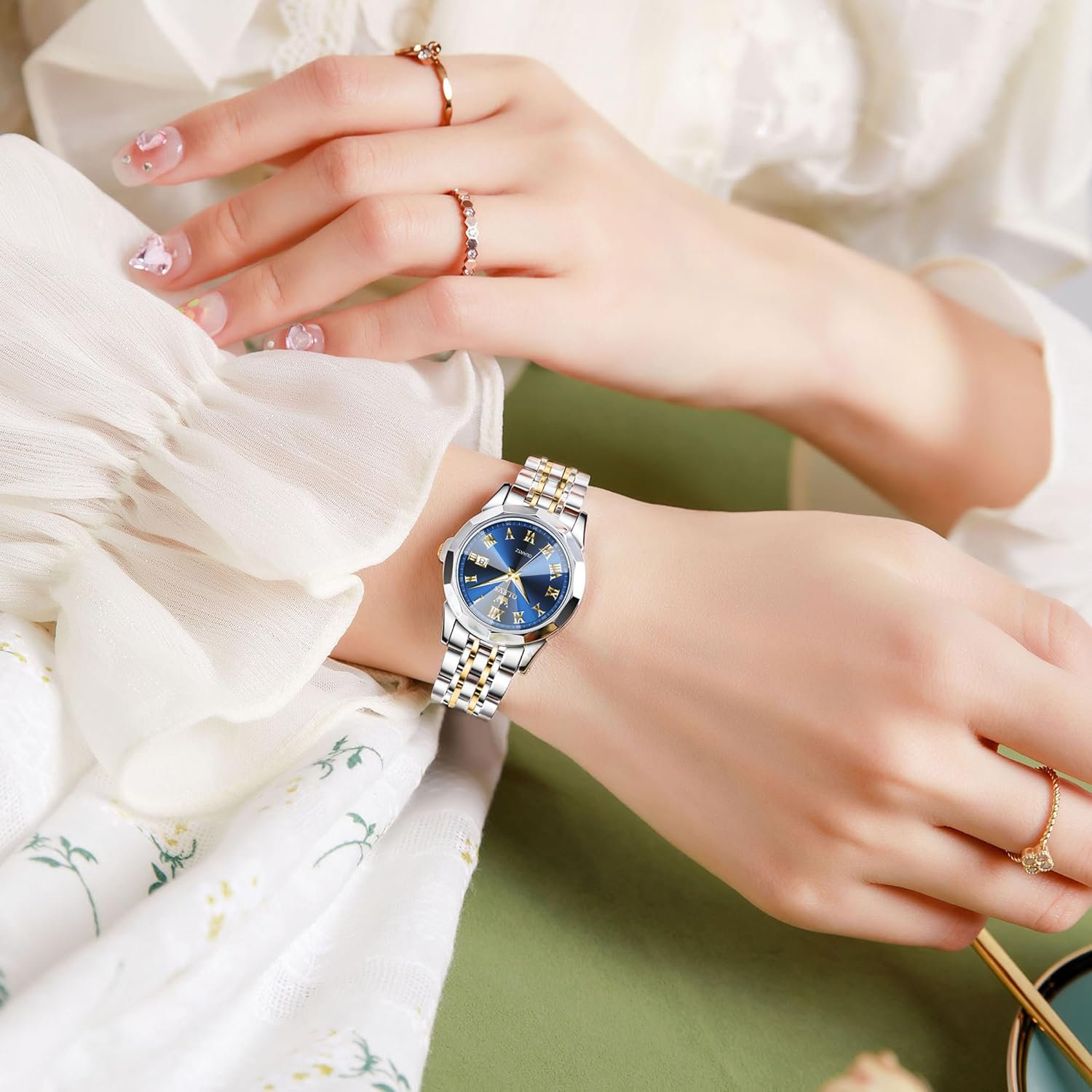 OLEVS Watches for Women Diamond Women's Wrist Watches, Small Wrist Stainless Steel Watch for Women, Fashion Dress Analog Quartz Ladies Watch - Image 6