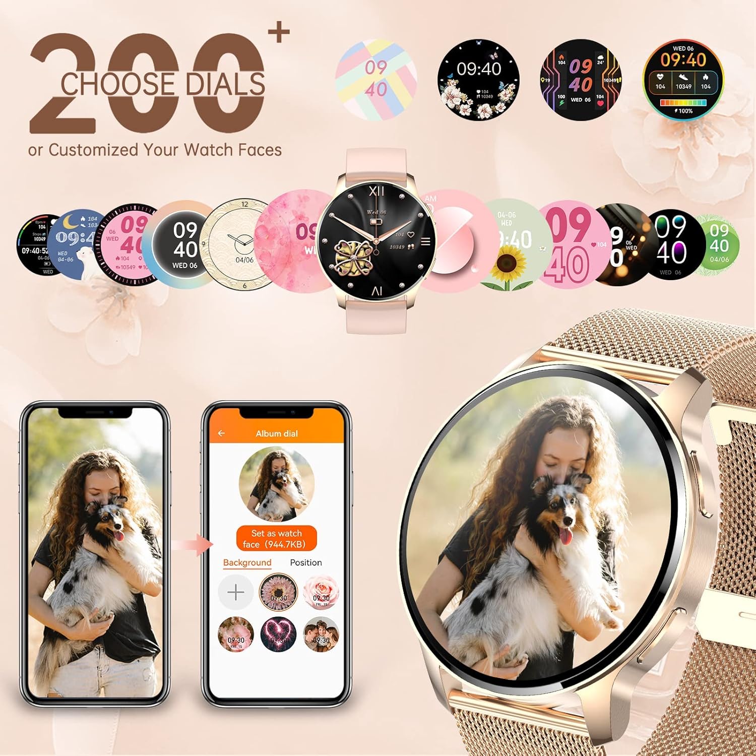 Smart Watch for Women(Make/Answer Calls) Waterproof Smartwatch AI Voice Control Activity Fitness Tracker with Heart Rate Sleep Tracker Pedometer Digital Watch for Android iOS Phones - Image 4