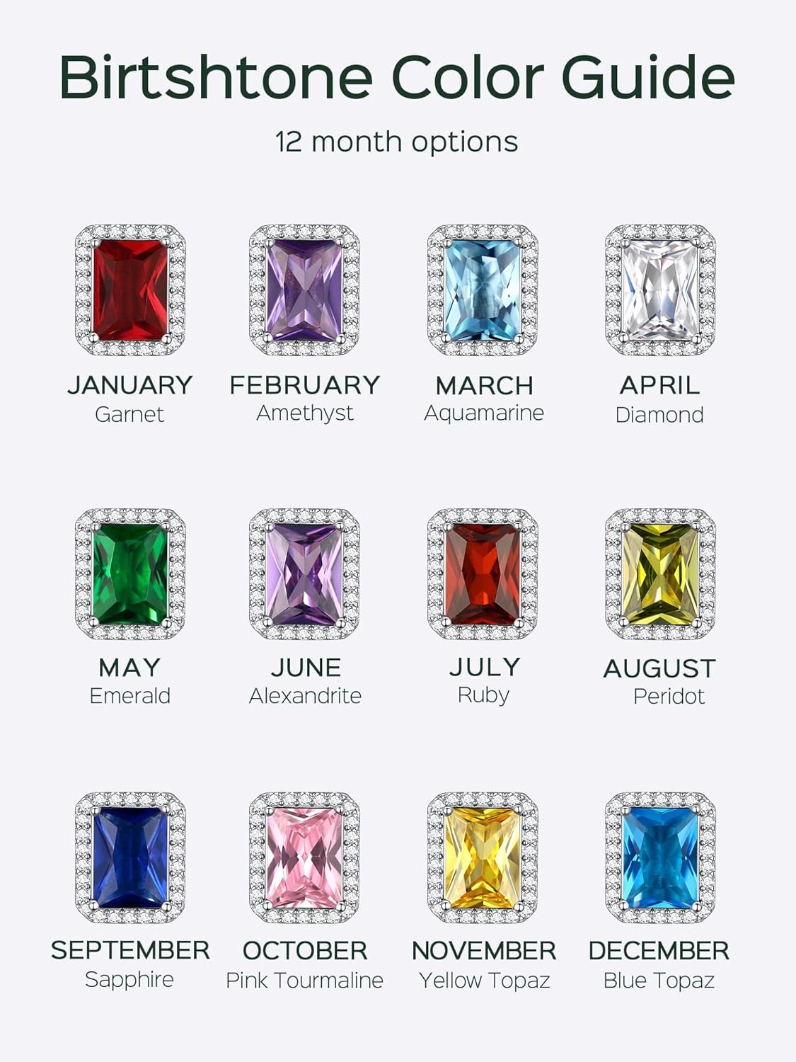 ChicSilver 925 Sterling Silver Heart/Round/Pear/Emerald Cut Simulated Birthstone Necklace Birthday Gift for Women (with Gift Box) - Image 6