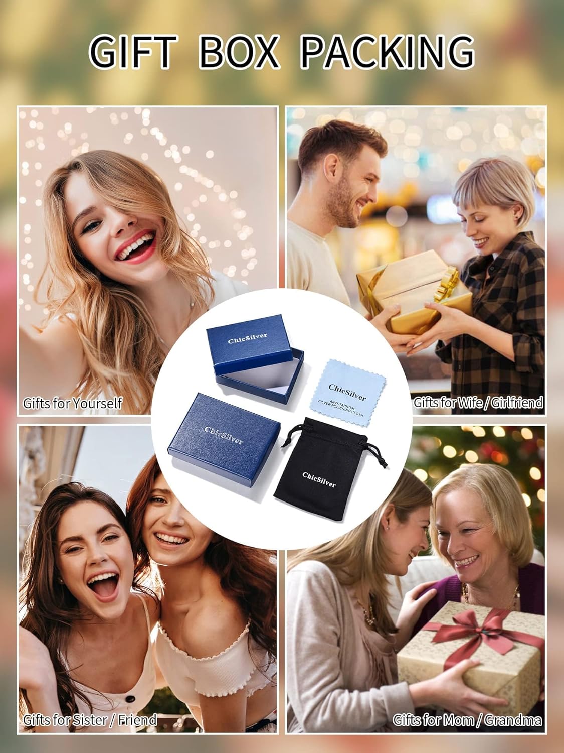 ChicSilver 925 Sterling Silver Heart/Round/Pear/Emerald Cut Simulated Birthstone Necklace Birthday Gift for Women (with Gift Box) - Image 7