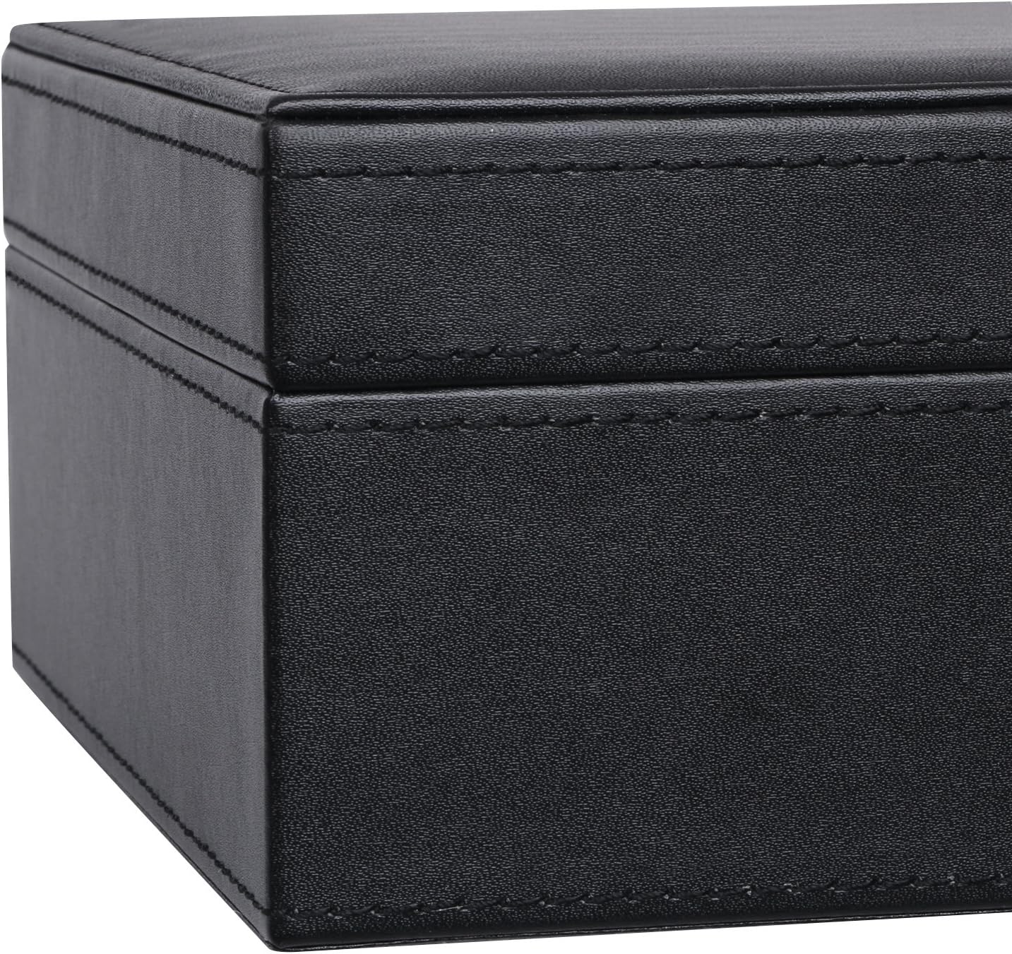 BEWISHOME Jewelry Box Organizer with 4 Watch Case Removable Tray Jewelry Display Storage Case - 7 Necklace Hook - Velvet Lining - Earring Ring Bracelet Case for Women Girls - Black PU Leather SSH07B - Image 9