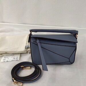 【excellent】Loewe Mini Puzzle Bag Leather 2 Way Shoulder Bag blue 【excellent】Loewe Mini Puzzle Bag Leather 2 Way Shoulder Bag blue