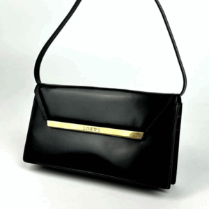 LOEWE Logo Plate 2way Leather Shoulder Bag Wallet Crossbody Clutch Black Unisex LOEWE Logo Plate 2way Leather Shoulder Bag Wallet Crossbody Clutch Black Unisex