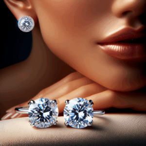 KRKCLIFE Moissanite Stud Earrings for Women, Birthday Gifts for Her Wife, Round Cut Lab-Created Moissanite 0.6-3CT 4/6 Prong in 14K White Gold, Hypoallergenic 925 Sterling Silver, Everyday Jewelry