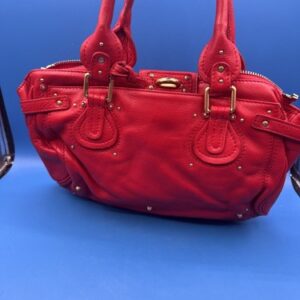 Chloe Womens Red Leather Bag Made In Italy