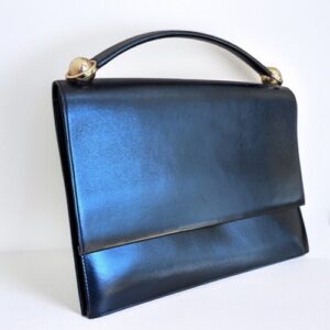 Christian Dior Hand Bag Leather Vintage  Black Authentic