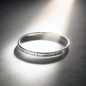 NINAMAID “She believed she could so she did” Engraved 925 Sterling Silver Inspirational Bangle Bracelets