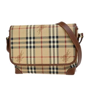 BURBERRY Logo Nova Check Crossbody Shoulder Bag PVC Leather Beige Brown 31FB800