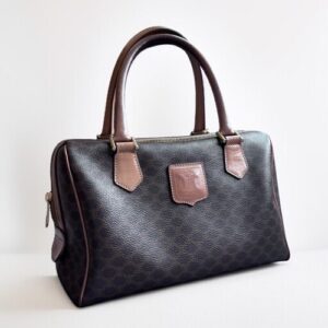 CELINE Macadam Handle Bag PVC Brown Authentic