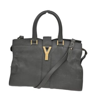 YVES SAINT LAURENT YSL 2Way Cabas Chyc Hand Shoulder Bag Leather Gray 35KA727