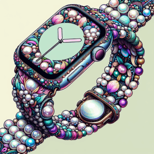 Pearl Beaded Bracelet Band Compatible with Apple Watch 38mm 40mm 41mm 42mm 44mm 45mm 49mm for Women Girl,Fashion Handmade Bracelet Elegant Wristband Cute Jewelry Strap for iWatch Series SE 9 8 7 6 5 4