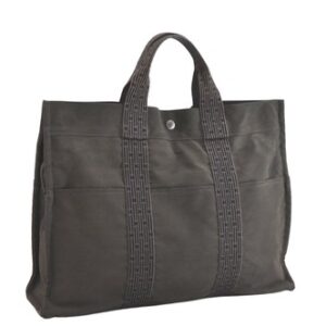 Authentic HERMES Vintage Her Line MM Hand Tote Bag Nylon Gray Junk 9504M