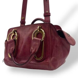 Chloe Mini Boston Shoulder Bag Leather Red 2000s Used Authentic