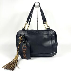 Chloe Eden Leather Boston Bag Black Shoulder Bag 12.6in × 8.7in from Japan Zip