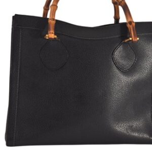 Authentic GUCCI Bamboo Vintage Hand Bag Leather Black 0394N Authentic GUCCI Bamboo Vintage Hand Bag Leather Black 0394N