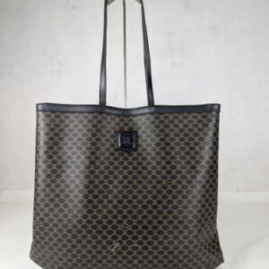 Celine Tote Bag Macadam Triomphe Leather PVC Black/Brown Shoulder Bag Italy