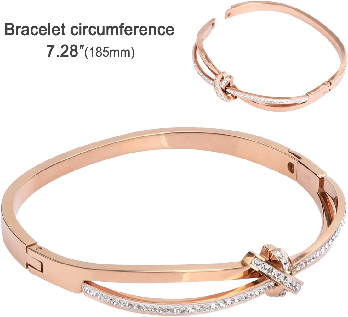 PHOGARY Bracelets for Women, Charm Rose Gold Knot Bracelet for Jewelry Gifts, Classic Bracelets Crystals Birthday Thanksgiving Christmas Xmas Fashion Jewelry Gift for Mum Mother Wife Girlfriend Her - Image 2