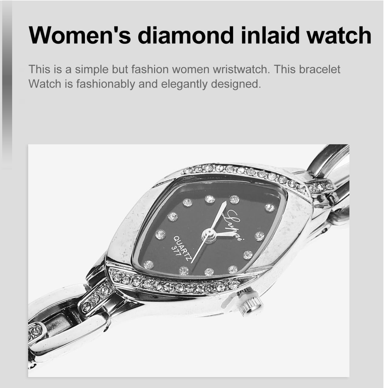 Hemobllo Lady Women Wrist Watch Rhinestone Bracelet Watch Fashion Elegant Ladies Watch Mini Dress Bling Watch (Golden White) - Image 3