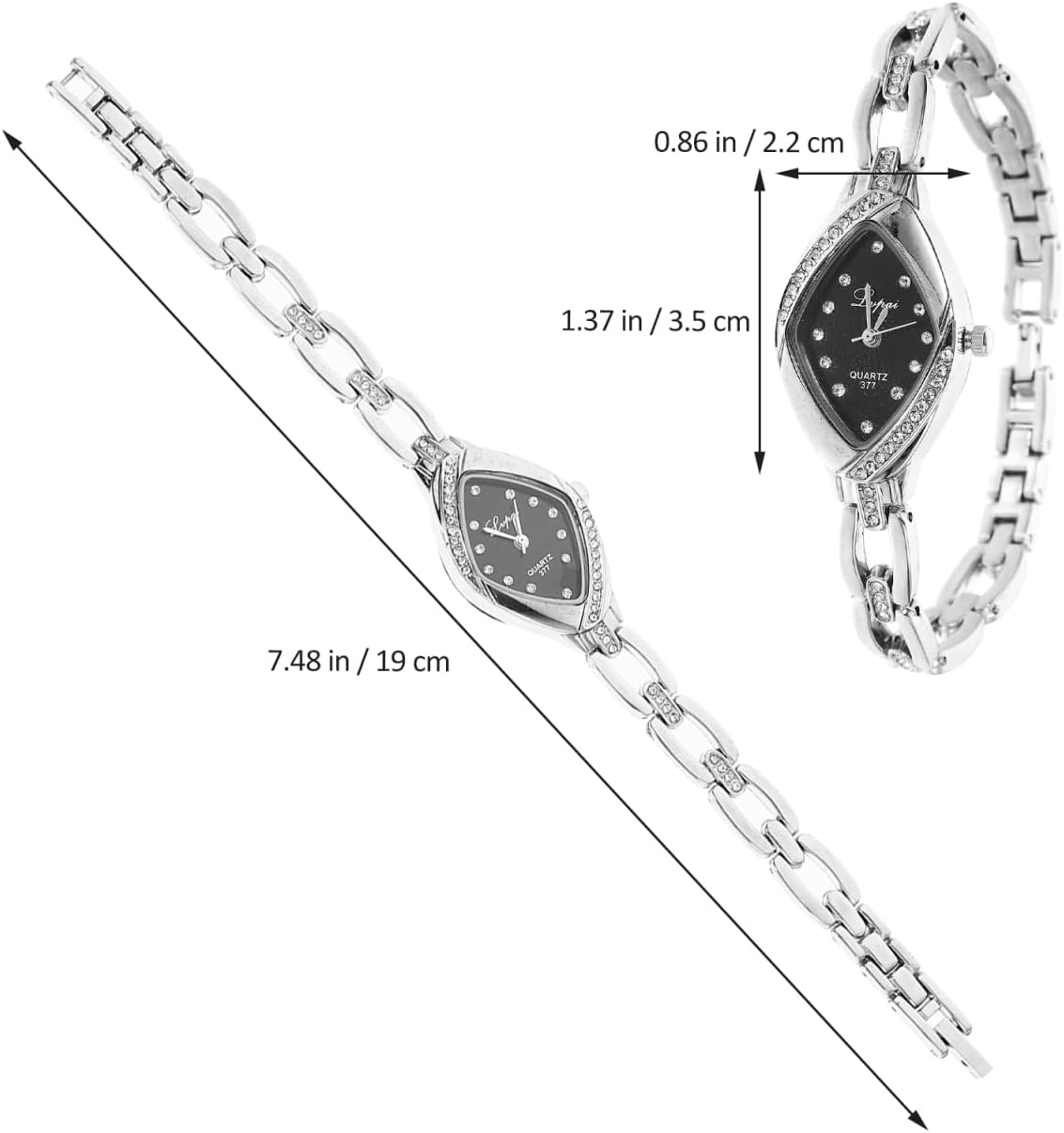 Hemobllo Lady Women Wrist Watch Rhinestone Bracelet Watch Fashion Elegant Ladies Watch Mini Dress Bling Watch (Golden White) - Image 4